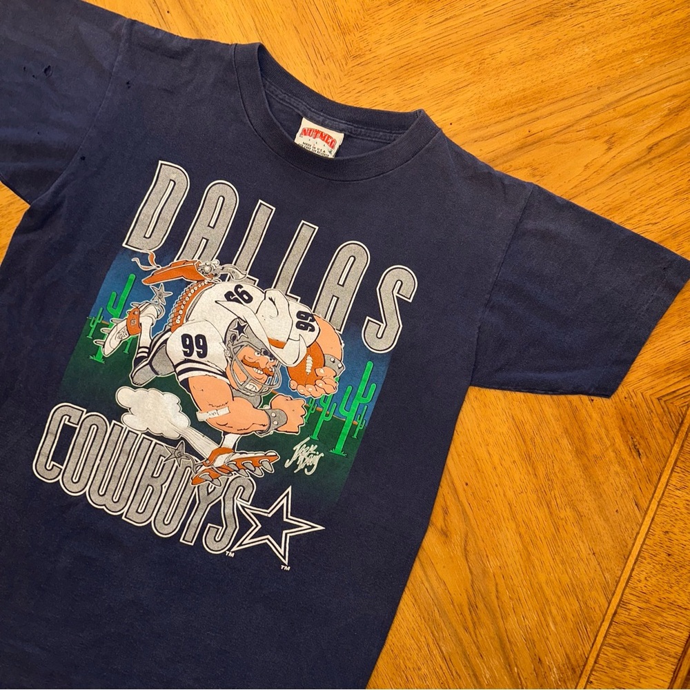 Vintage 90s Dallas Cowboys TShirt Size L (FITS M) Nutmeg Mills Single Stitch USA